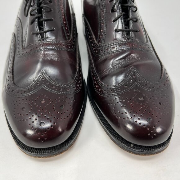 Florsheim Mens Lexington Burgundy Leather Wingtip Dress Shoes 30300 Size 9 EEE - Picture 6 of 11